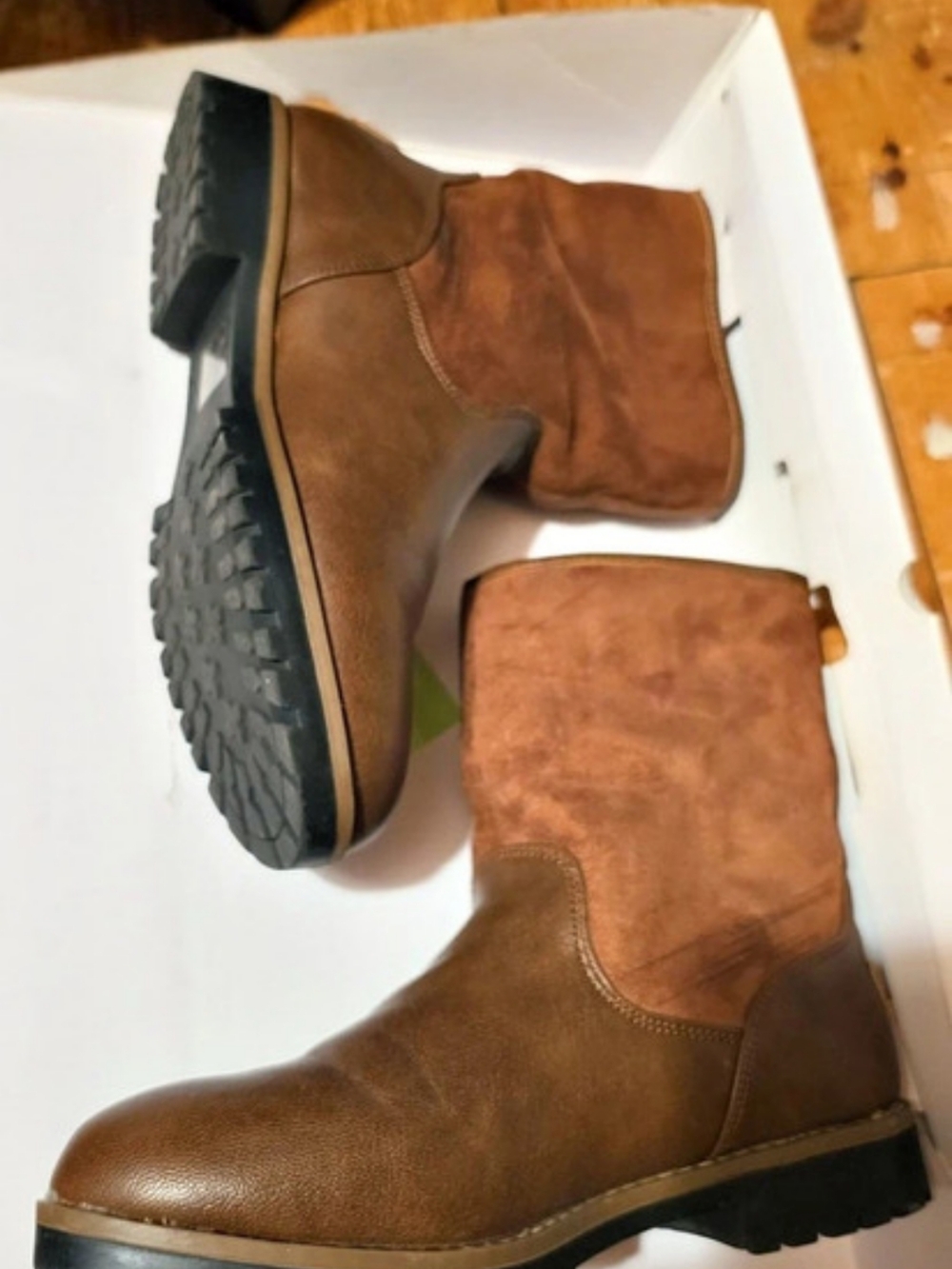 Brown Leather-Look Winter Boots Like New